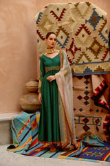 Emerald Green anarkali, pants and dupatta set