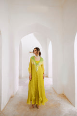 Gulbahar Lemon green bling kaftan