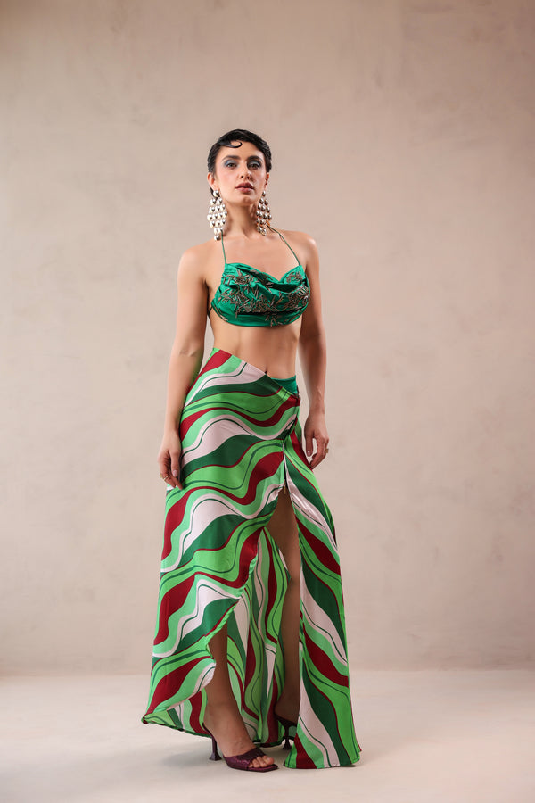 Santa monica green bikini coverup set