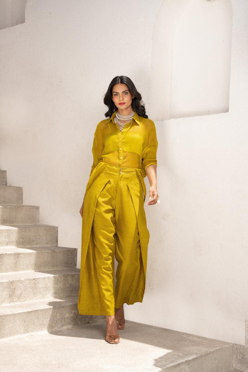 Gulbahar Olive  shirt with inner & fall pant set