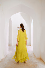 Gulbahar Lemon green bling kaftan