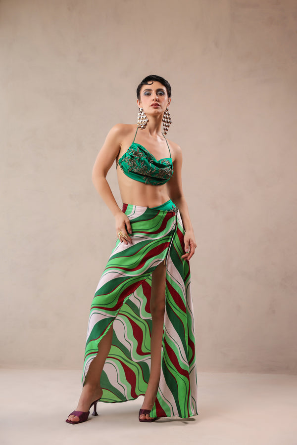 Santa monica green bikini coverup set