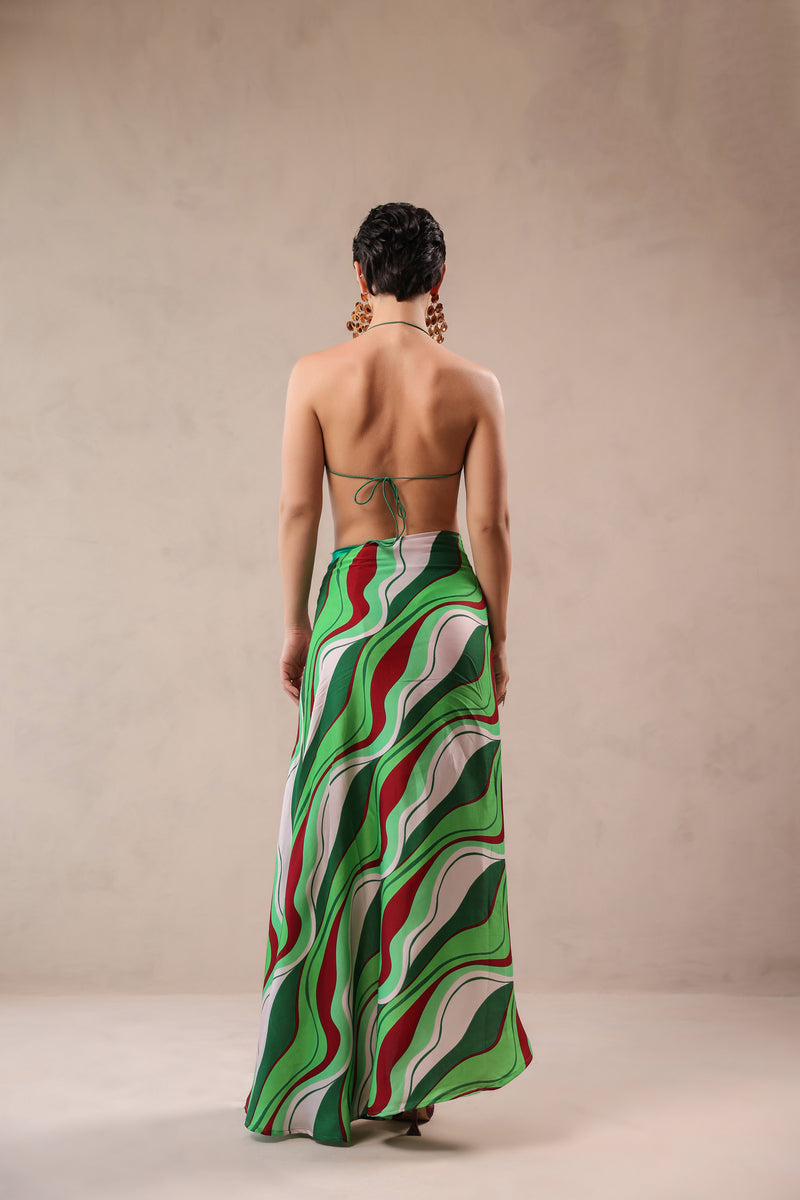 Santa monica green bikini coverup set