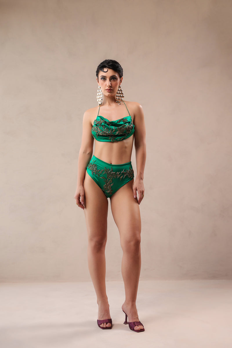 Santa monica green bikini coverup set