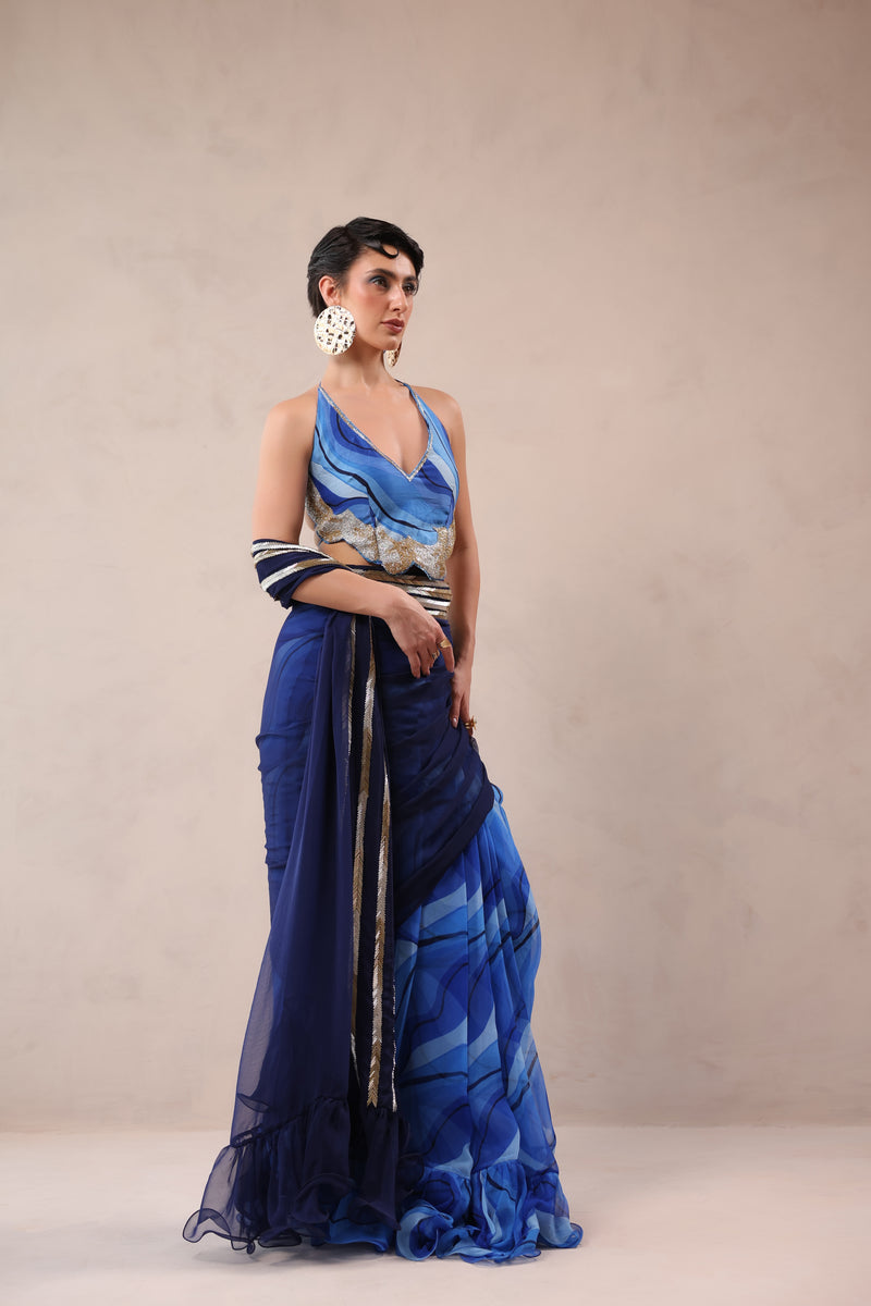 The Hollywood saree with celebrity backless blouse