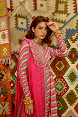 Hot pink  Indi-leheriya Wrap Angrakha Set