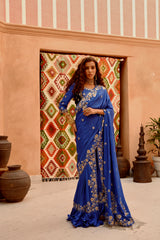 Eclectic Blue vintage concept saree.