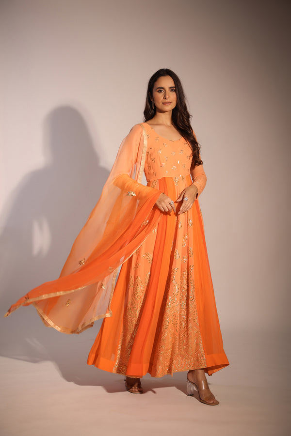 Haseena or-peach anarkali set