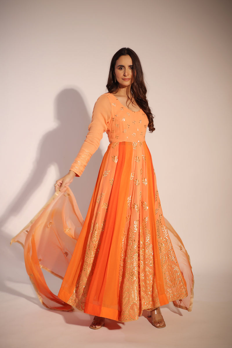 Haseena or-peach anarkali set