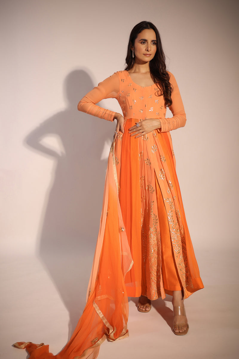 Haseena or-peach anarkali set