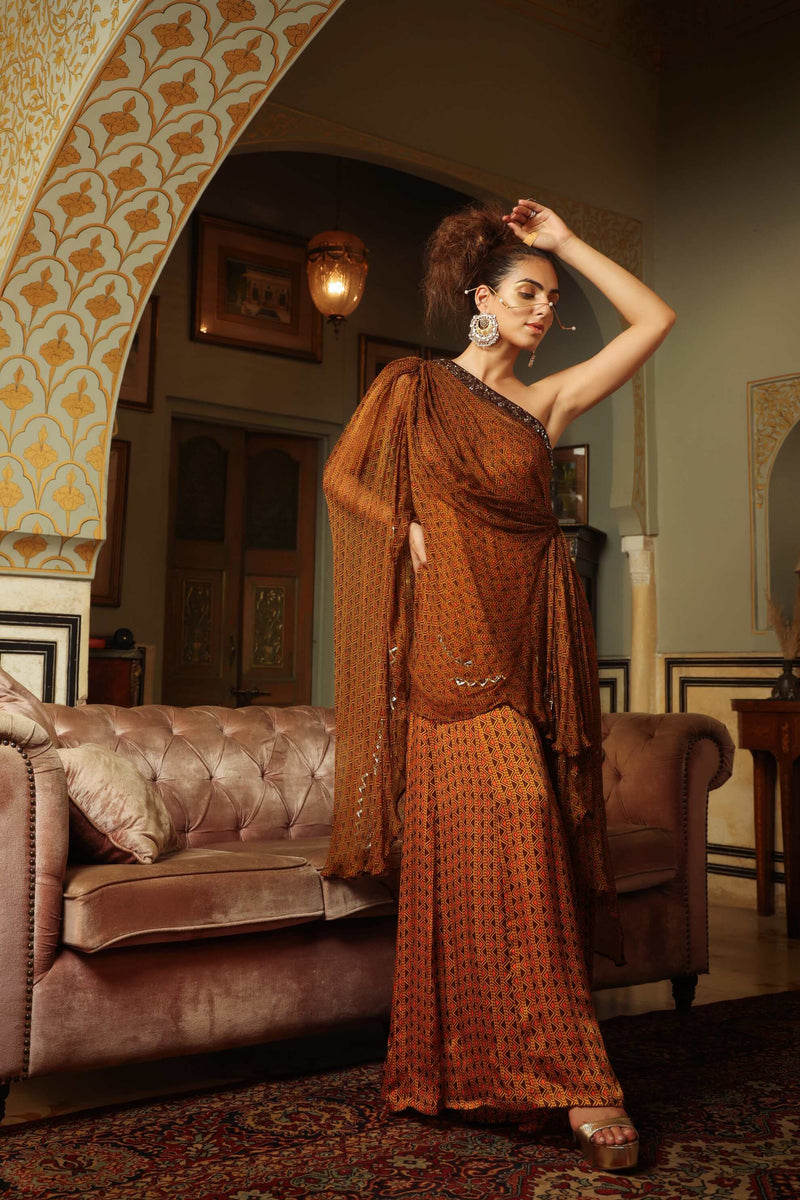 Dilruba trevron dhaani toga jumpsuit