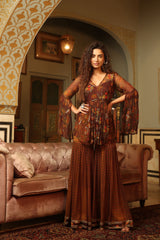 Dilruba Coco Dhaani Sequinned - Tunic Sharara set