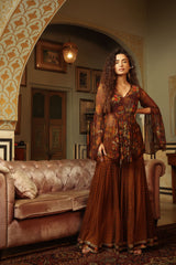 Dilruba Coco Dhaani Sequinned - Tunic Sharara set