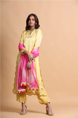 Marigold yellow scallop suit Set