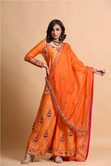 Orange kurta sharara set