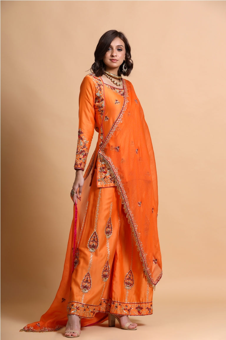 Orange kurta sharara set