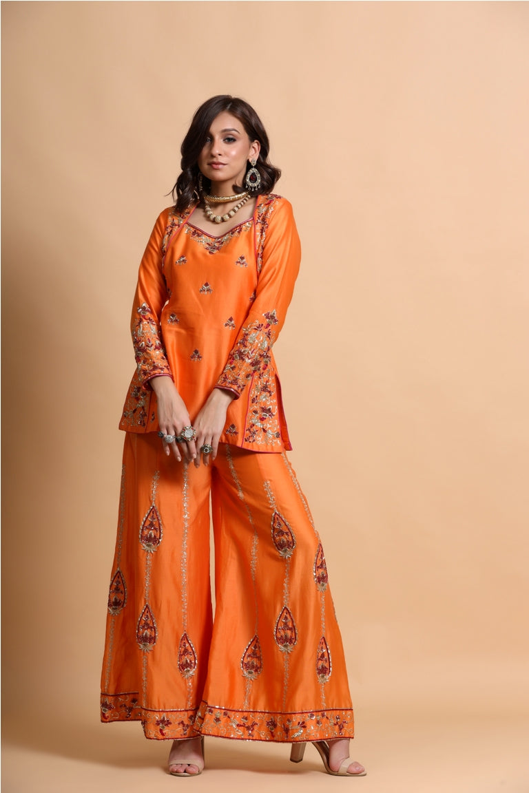 Orange kurta sharara set