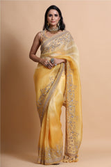 Mango Yellow shaded Organza Saree with Blouse