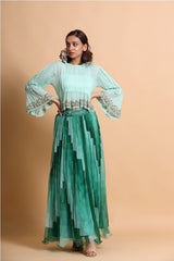 Sea green boho Top with green skirt