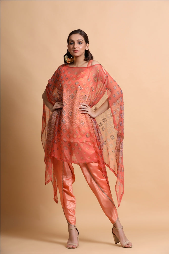 Salmon Burfee Printed Cape