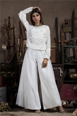 Ivory Top with Flare Pants-Indo Western-Pallavi Jaipur