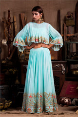 Aqua Boho Top with Skirt-Indo Western-Pallavi Jaipur