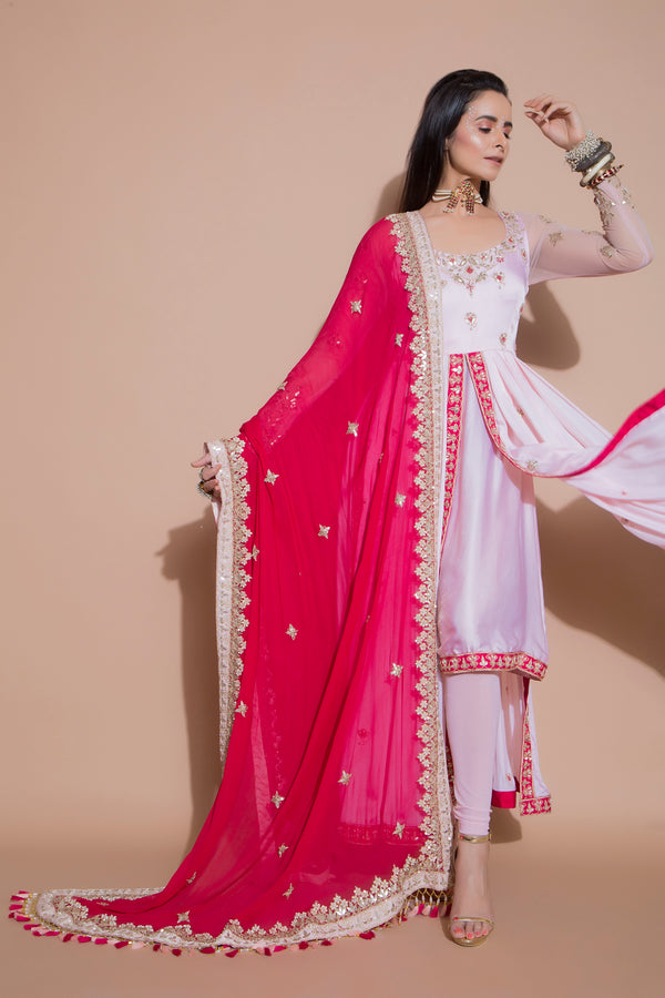 Layered Pleated Kurta and Dupatta-Indian wear-Pallavi Jaipur