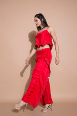 Embroidered Singlet with Scalloped Edge Fall Pants-Western-Pallavi Jaipur