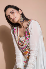 Embroidered Ivory Tunic-Indo Western-Pallavi Jaipur