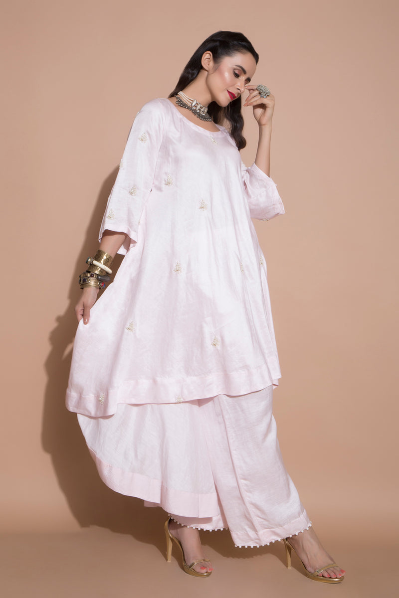 Powder Pink Kurta Set-Indian wear-Pallavi Jaipur