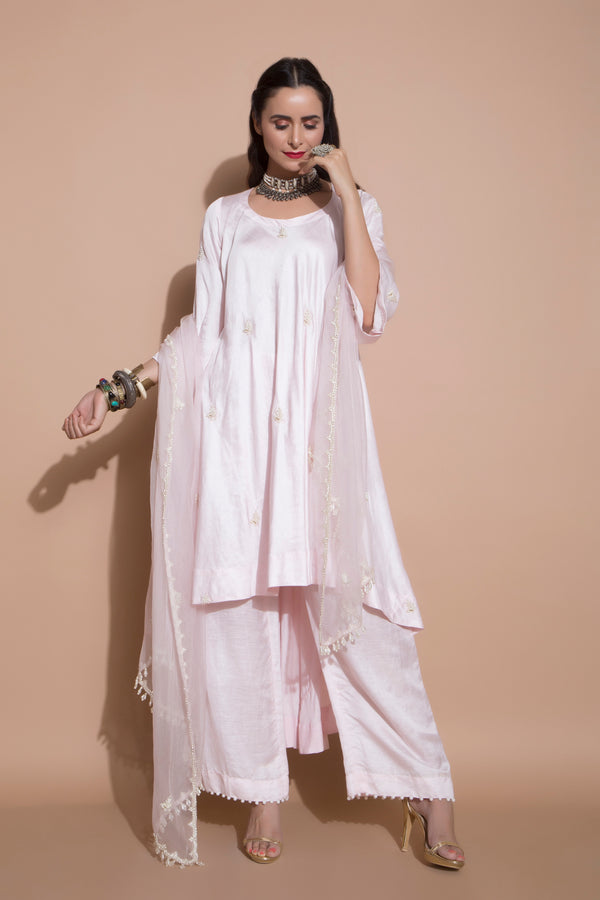 Powder Pink Kurta Set-Indian wear-Pallavi Jaipur