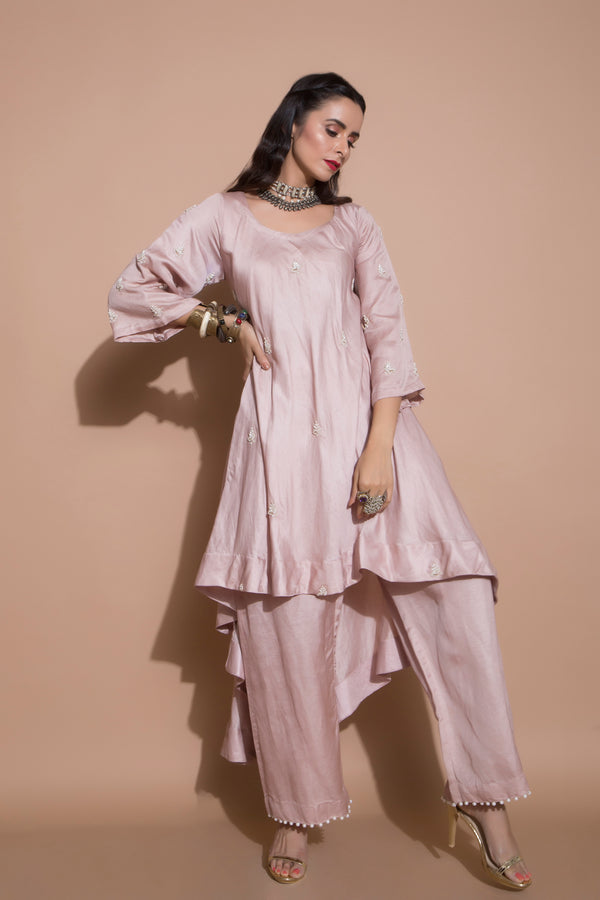 Onion Pink Kurta Set-Indian wear-Pallavi Jaipur