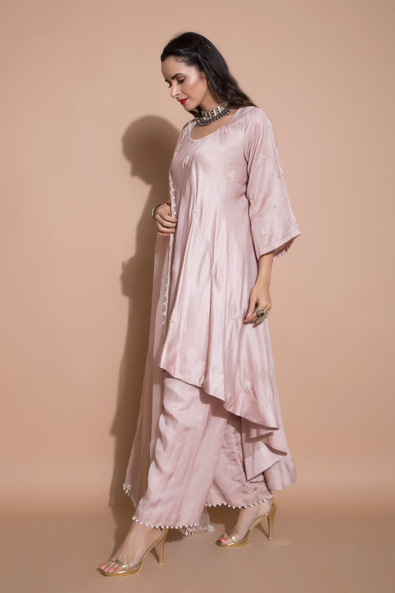 Onion Pink Kurta Set-Indian wear-Pallavi Jaipur