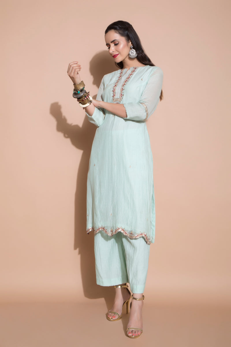 Jade Green Kurta Set-Indian wear-Pallavi Jaipur