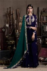 Aubergine Kurta Sharara Set-Indian wear-Pallavi Jaipur