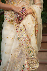 Bageecha shwet aur rangeen saree