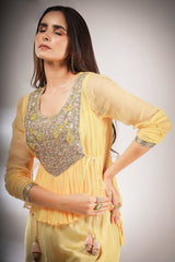 Haseena folk co-ord set in butter cream yellow