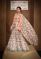 Runa Peach Sea Green Amalgamate Lehenga Set