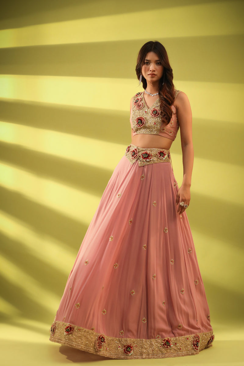 Haseena metallic mauve lehenga set