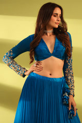 Haseena cobalt blue tier lehenga set