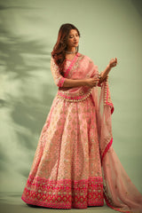 Haseena Candy floss pink lehenga set with chatak pink accent.