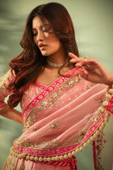 Haseena Candy floss pink lehenga set with chatak pink accent.