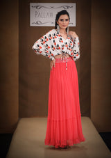 Amaani off white kimono top with redilicious skirt