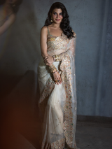 Jacqueline Fernandes in dilruba shwet saree with rangeen blouse